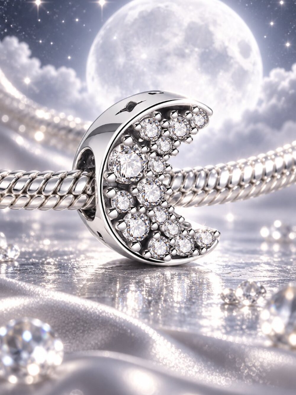 Sparkling Crescent Moon Charm